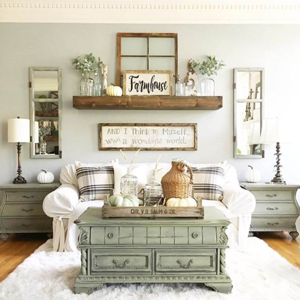 15+ Farmhouse Living Room Wall Decor Ideas at Decorants