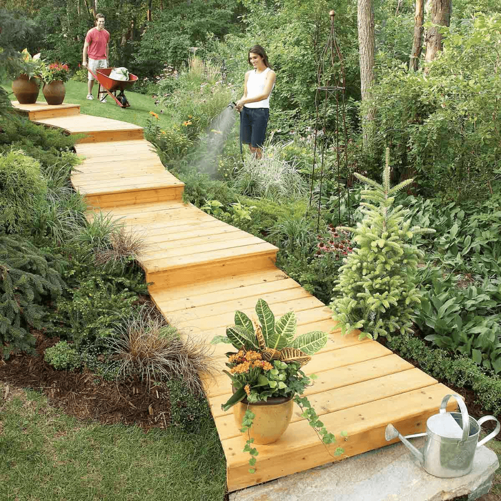 Classic box with wooden pathway