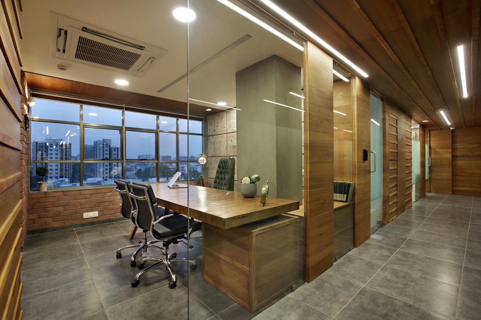 Rustic theme travel agency office interior design