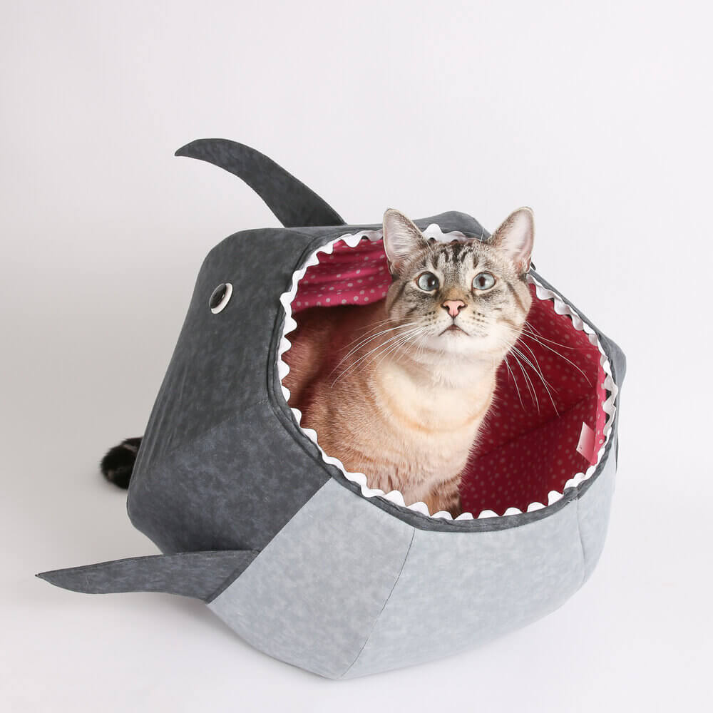 Shark Crocheted Kitty Bed