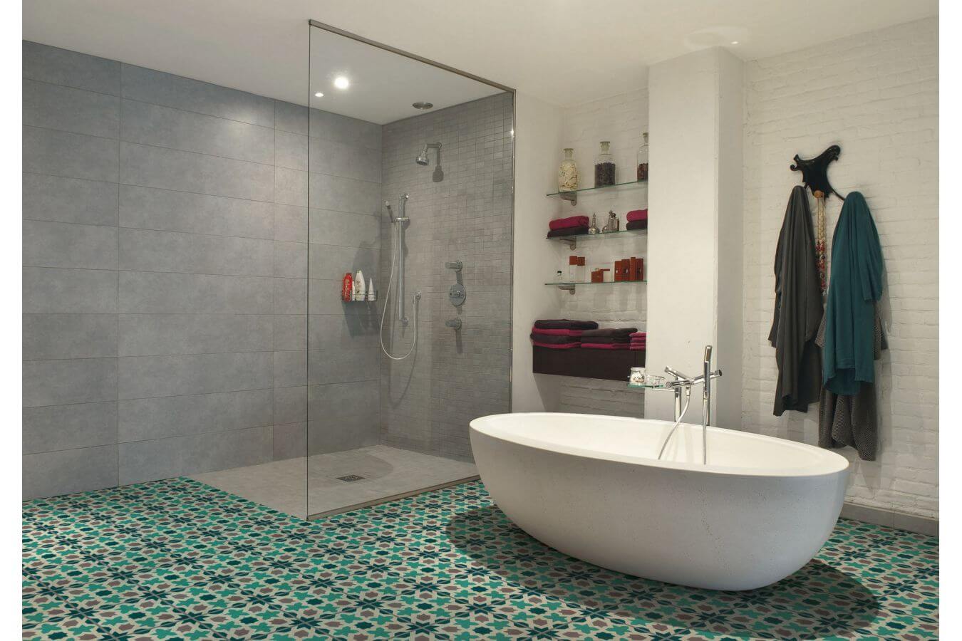 Indie tiles in bathroom