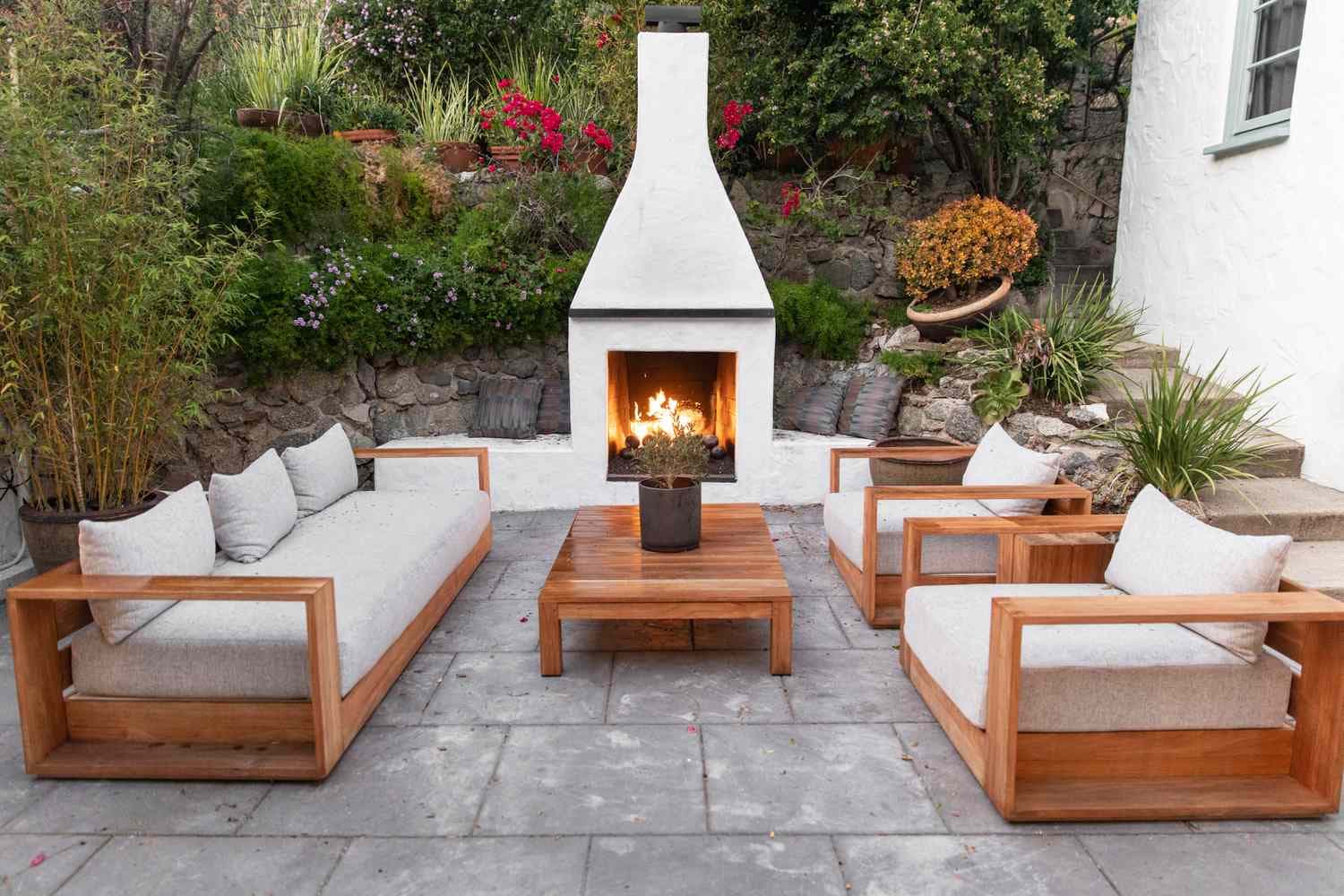 Fireplace in backyard