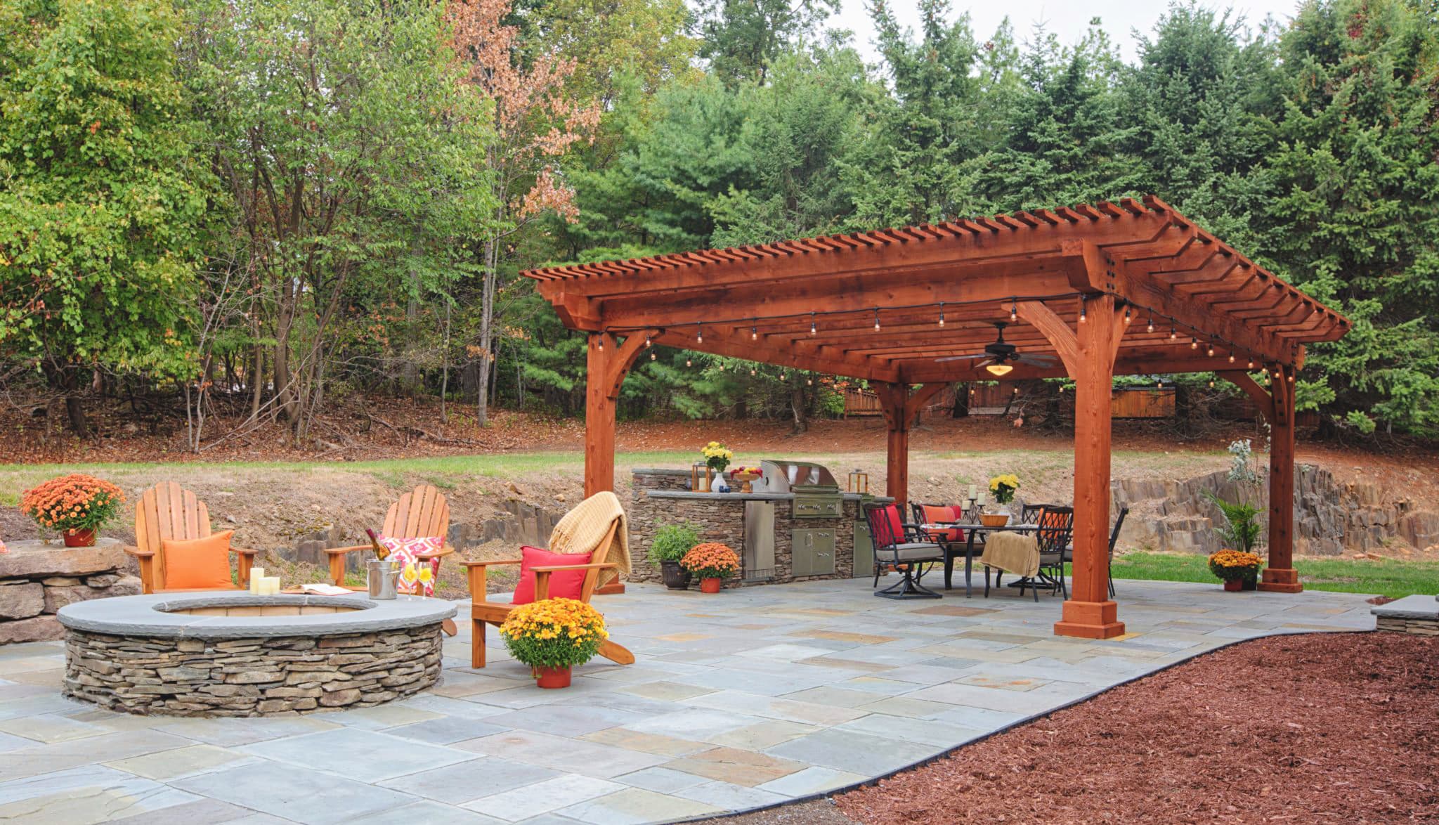 Pergola in backyard