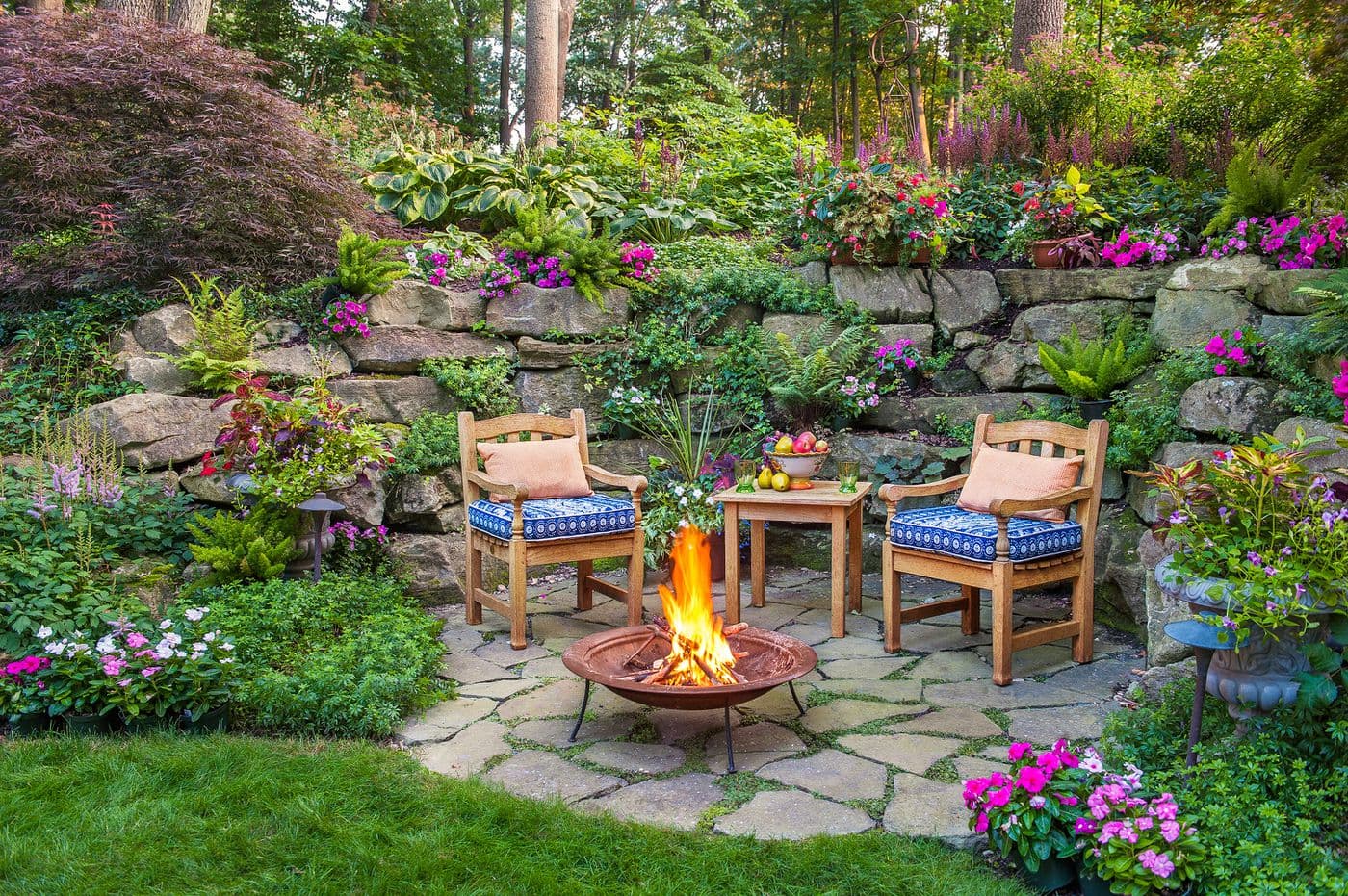 Rock garden in backyard