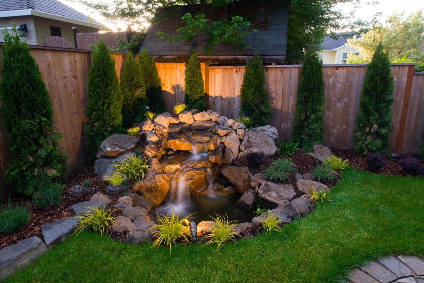 Water feature in backyard