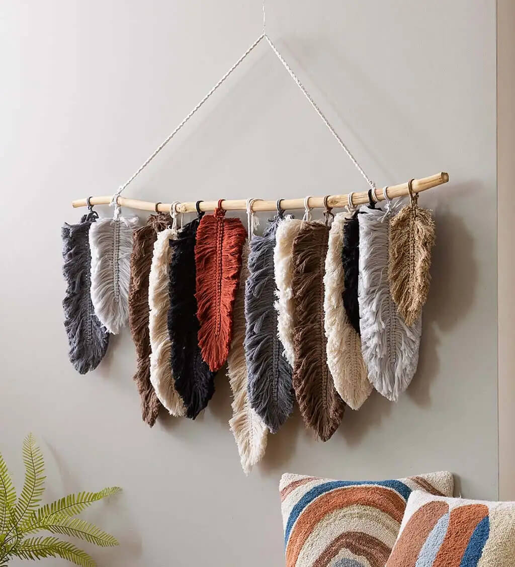 Feathers and bird macrame