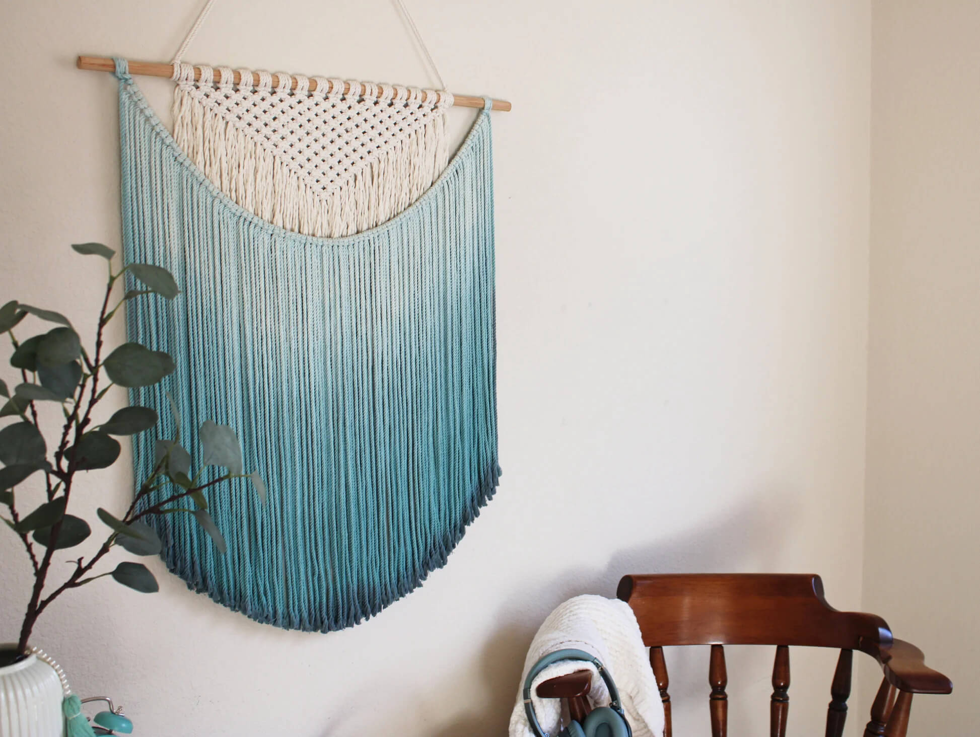Ombre and floral wall hanging
