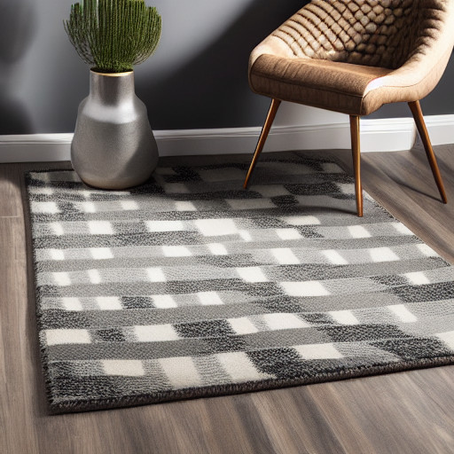 Contemporary check rug in grey