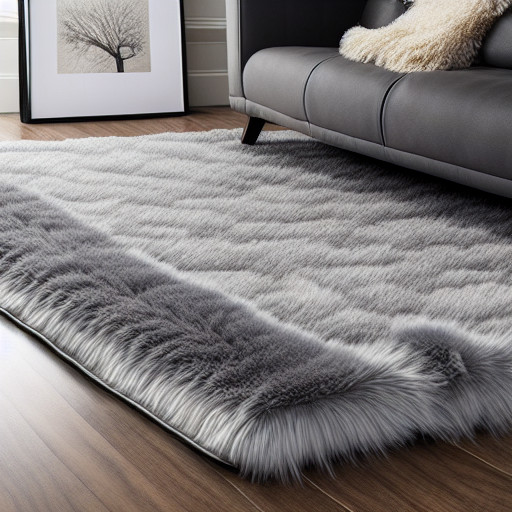 Faux fur rug in grey