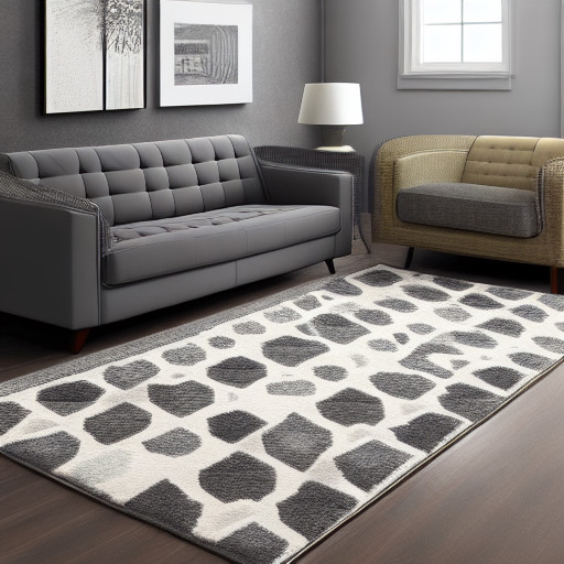 Mix patterns rug in grey
