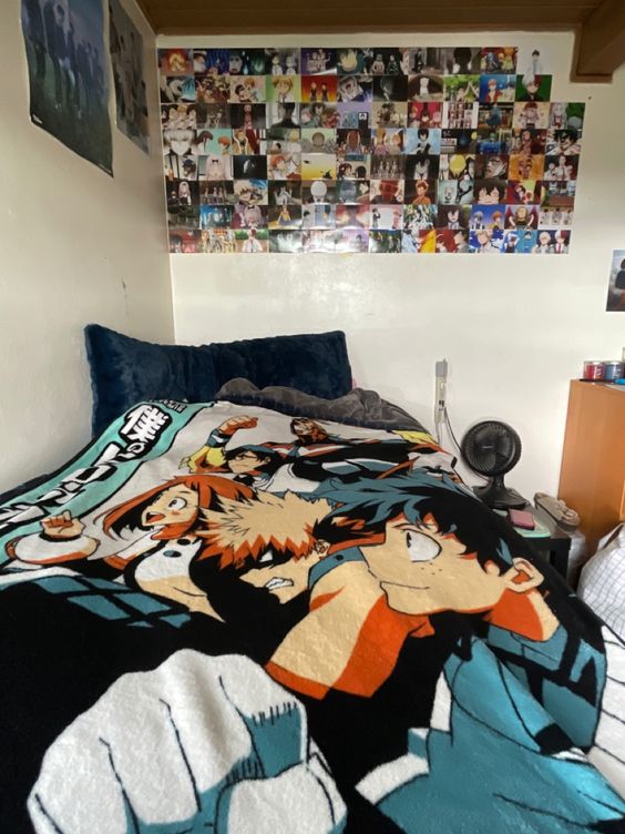 anime bedding and wall