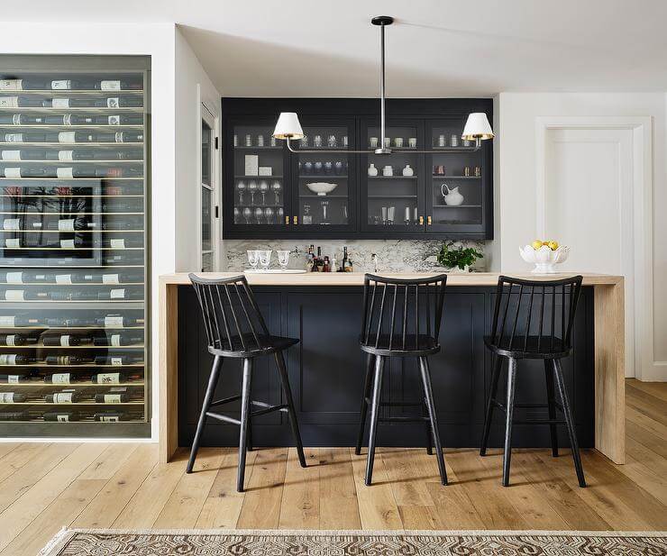 All black lux basement bar Modern Basement Bar Design 7