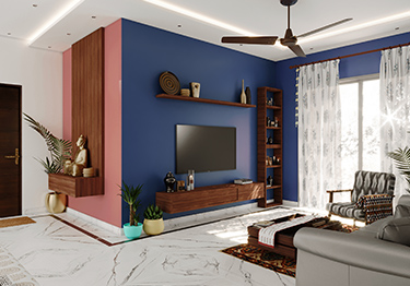 Indigo and Pink living room