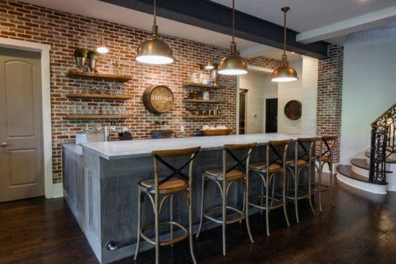 Vintage Vibes Modern Basement Bar Design 1