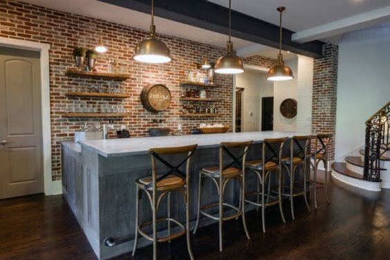 Vintage Vibes Modern Basement Bar Design 1