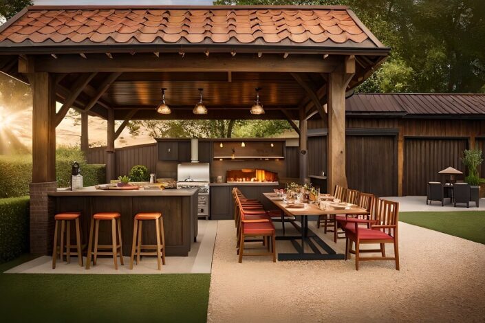 Backyard Patio Ideas patio with wood gazebo grill with wood roof Florida