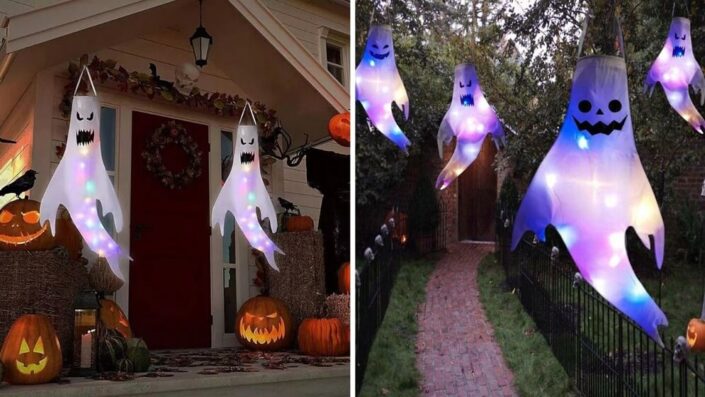 Free Spirits all around home also light up during night Halloween Decoration idea