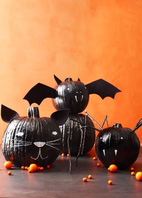 No Carve Black Bat pumpkin decorating