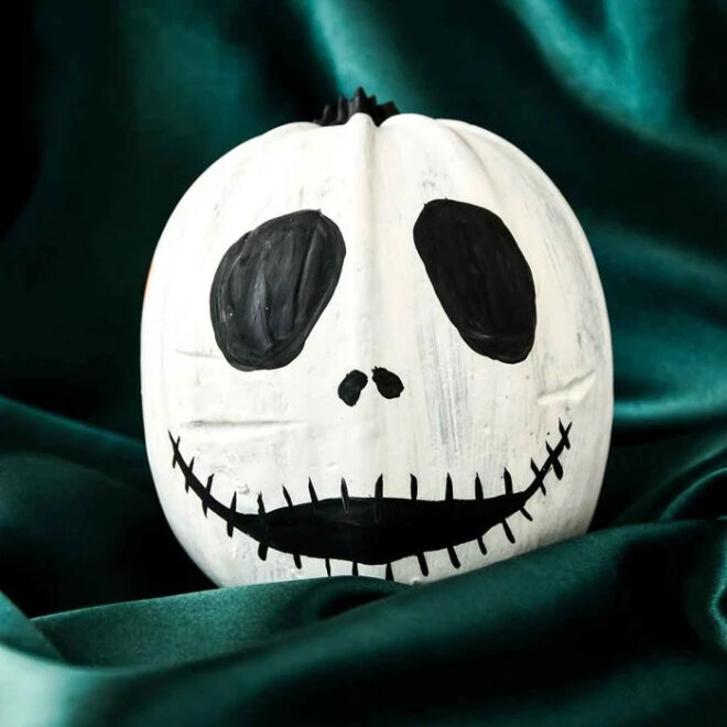scary Skeleton pumpkin painting