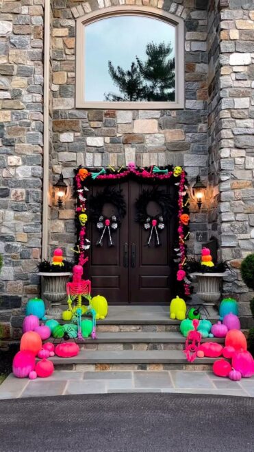 easy Rainbow Walkway pumpkin painting porch