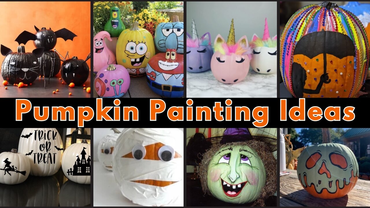 4*4 Grid of Pumpkin Painting Ideas