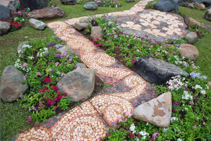 Unexpected Colorful Gravel Walkway