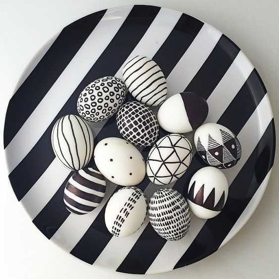 Black and White easter egg decorating