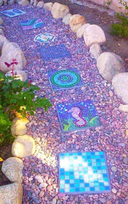 colorful Pebbles stepping stone pathways