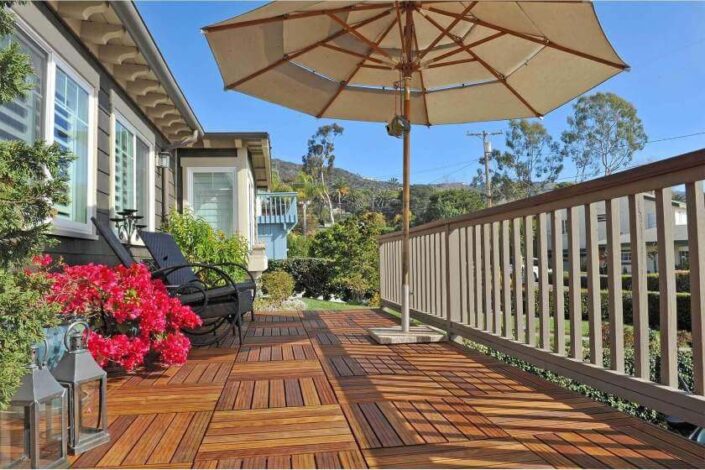 Terrace wood floor walkway